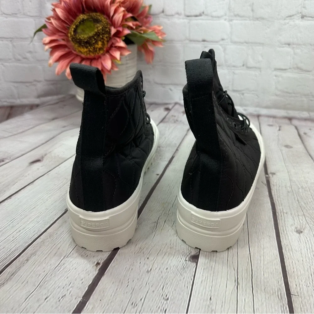 NWT superga black bristol- 2644 alpina quilted nylon platform high tops sz 9